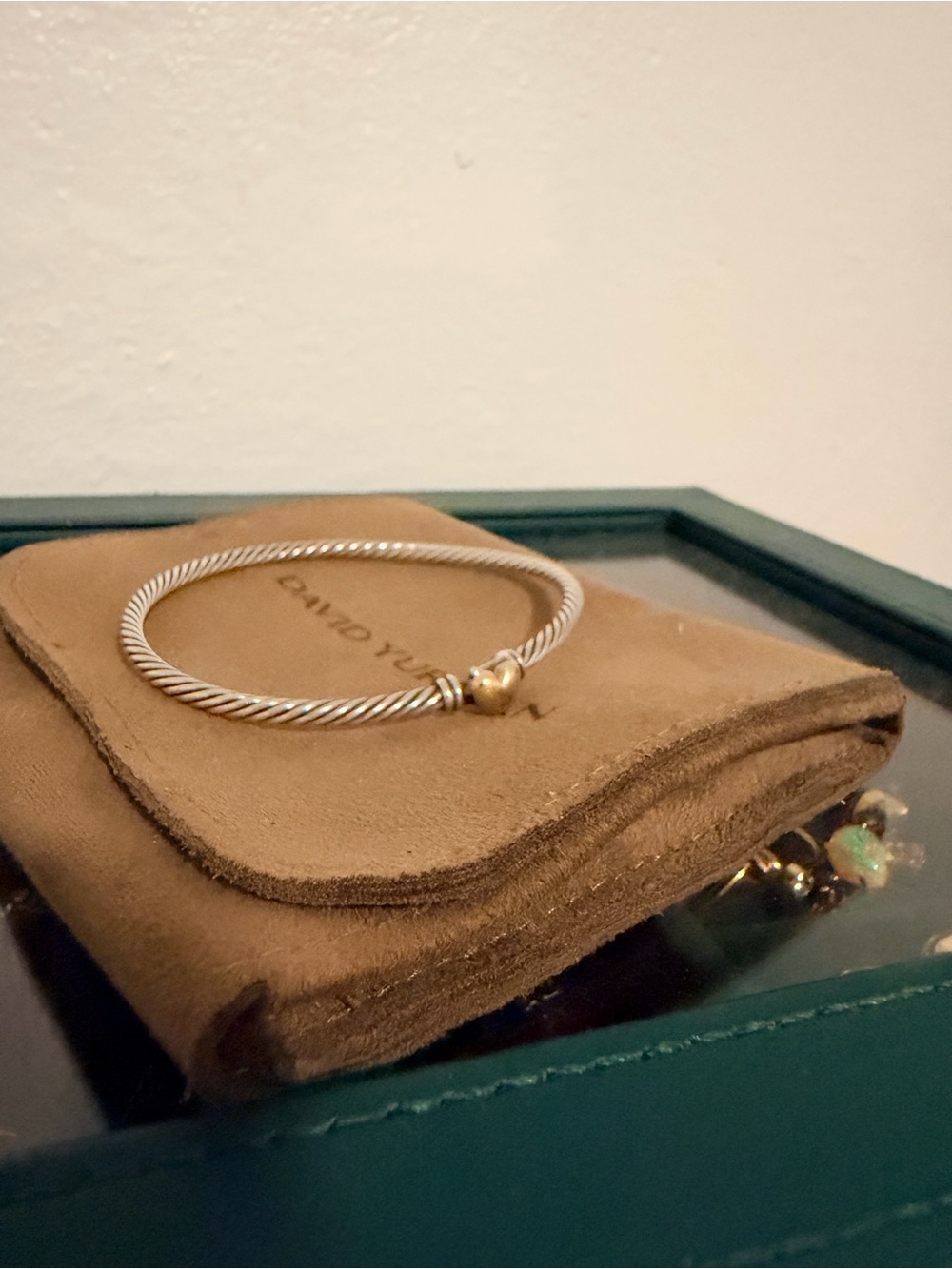 David Yurman Two-Tone Cable Bracelet in Silver with Gold Accent